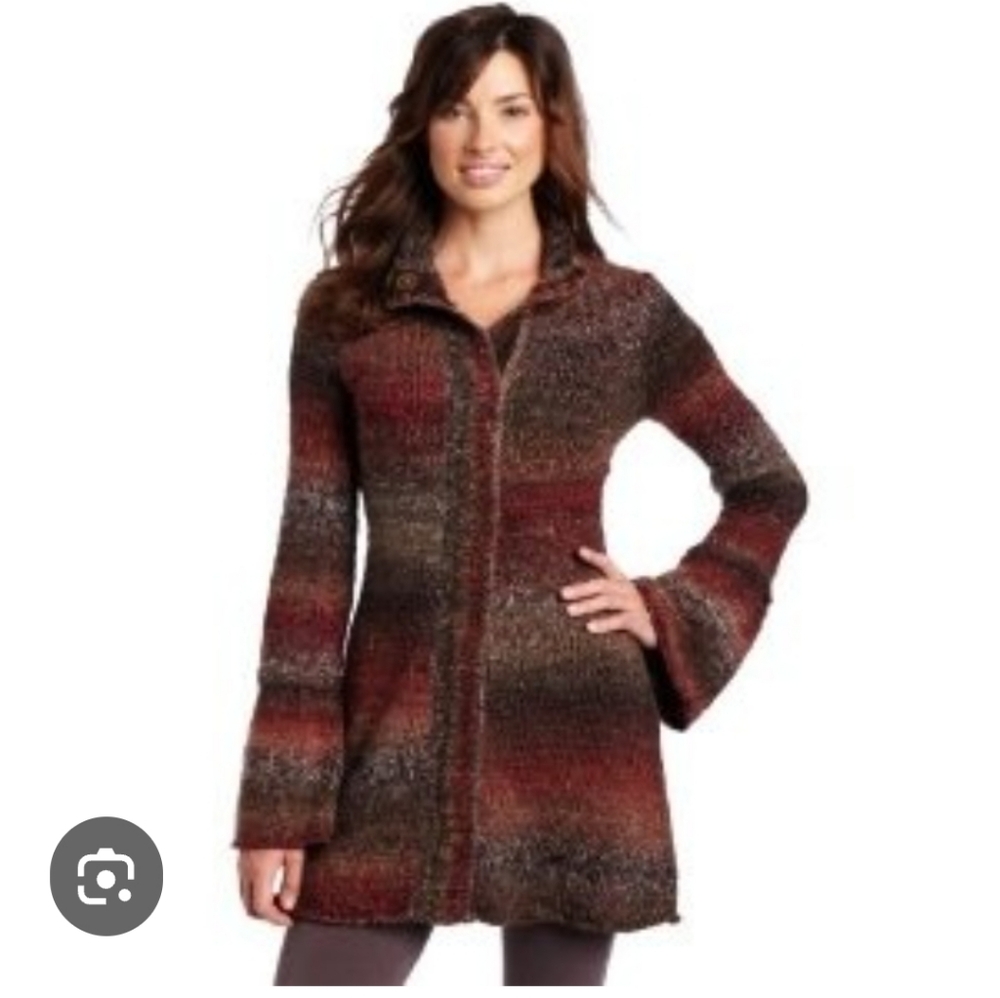 Prana Amber Cozy Wool Blend Multicolor Knit Sweater/coat Size M